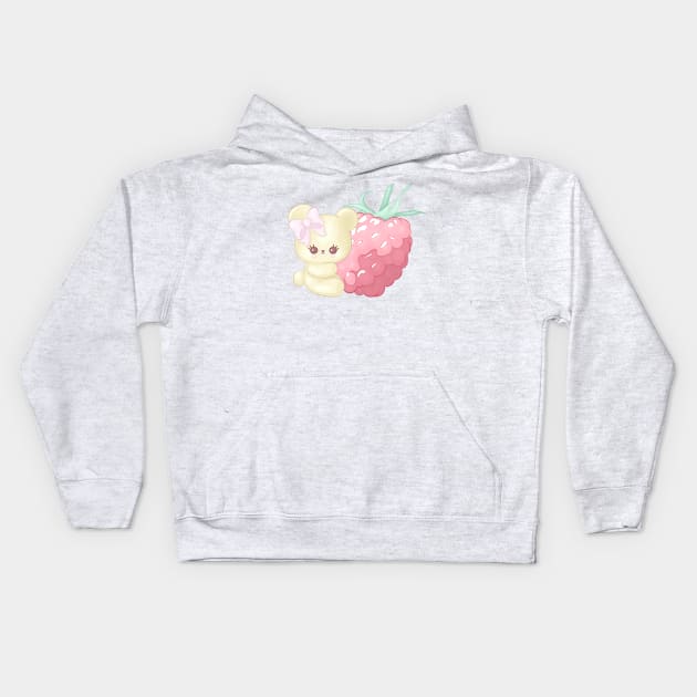 Raspberry Cutie Bear Kids Hoodie by CatAstropheBoxes